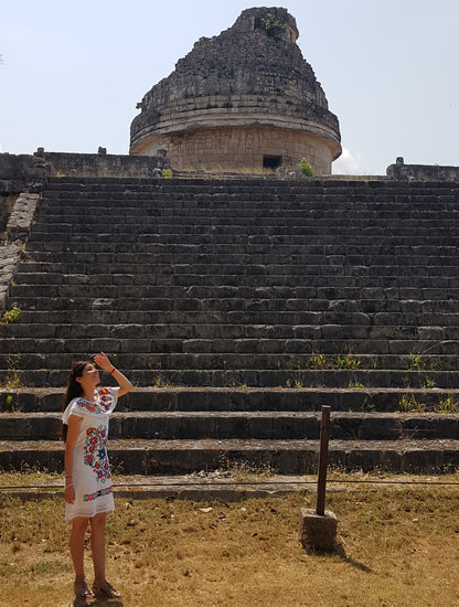 White Flower Mexican Dress
