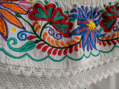 White Flower Mexican Dress