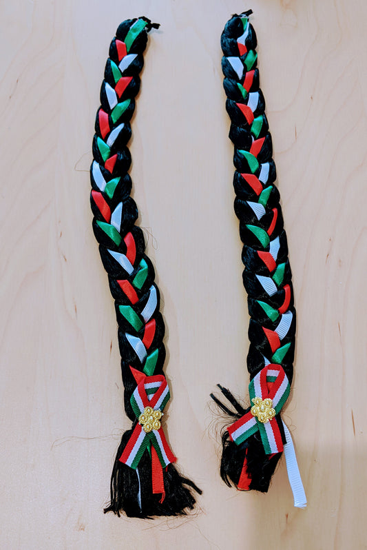 Hair braids/Trenzas largas con listón tricolor