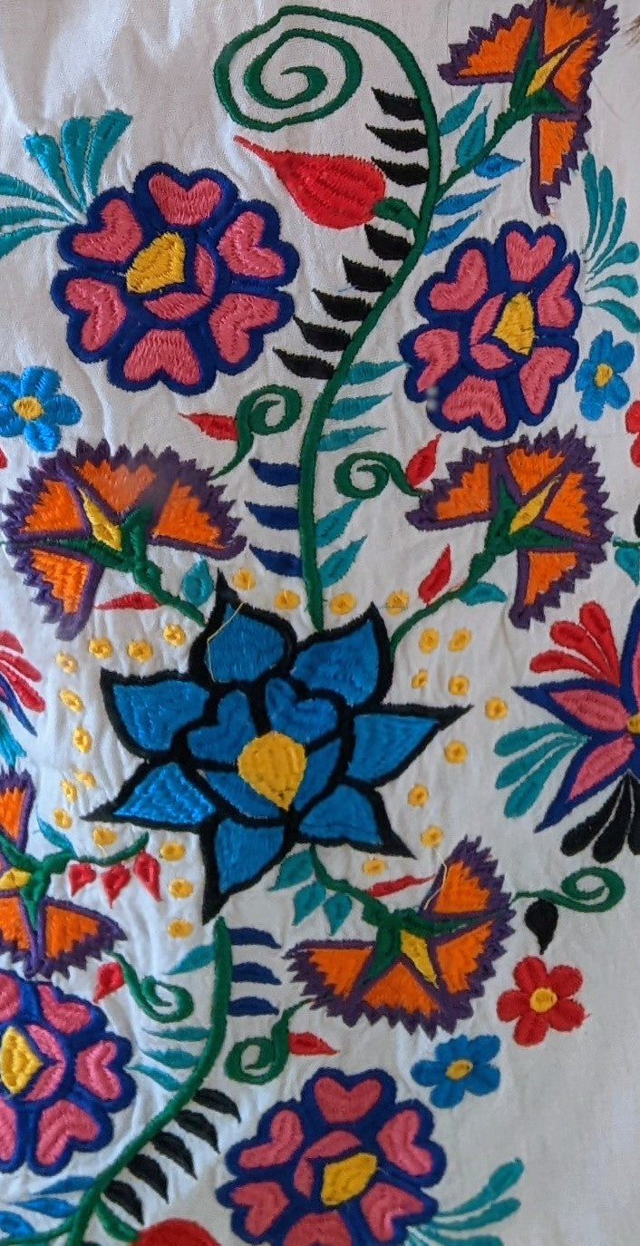 White Flower Mexican Dress