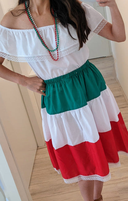Mexican dress with necklaces